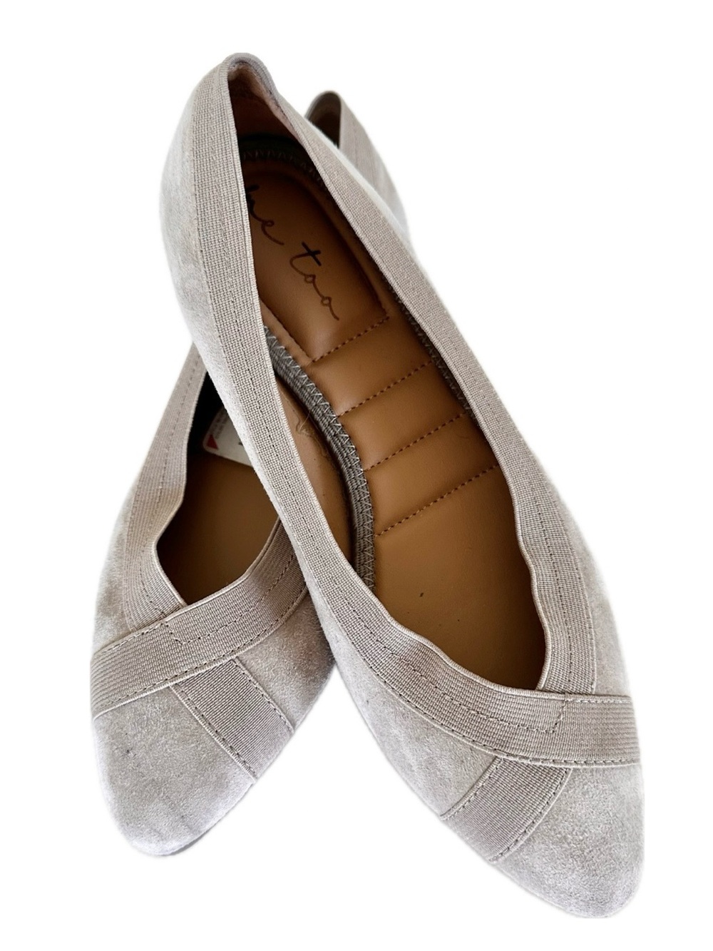 me too Light Taupe Suede Pointed Toe Ballet Flats